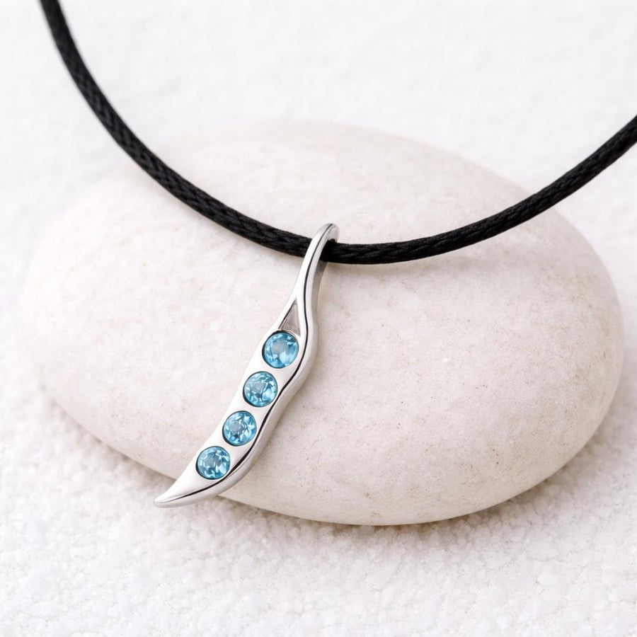925 Silver Aquamarine CZ Pendant Minimal Blue Necklace