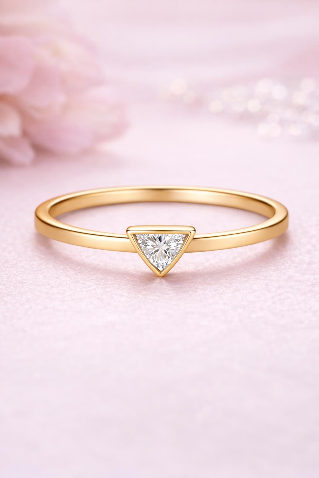 Dainty Sterling Silver Triangle Ring | Minimalist CZ Jewelry