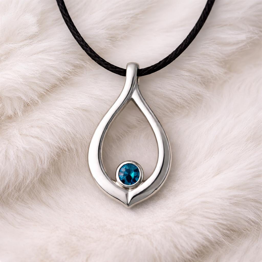 925 Silver London Blue Topaz Teardrop Pendant Necklace