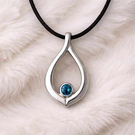 925 Silver London Blue Topaz Teardrop Pendant Necklace