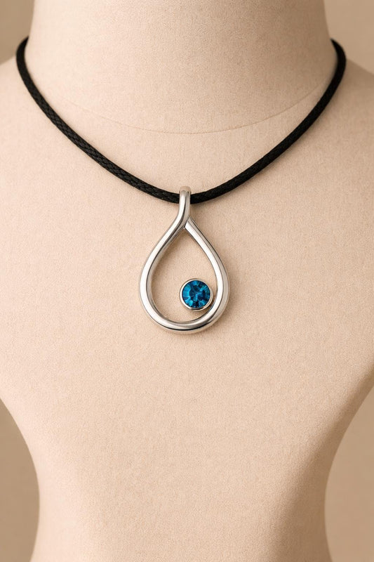 925 Silver London Topaz Teardrop Pendant Necklace – Minimal Blue Gem Gift for Her