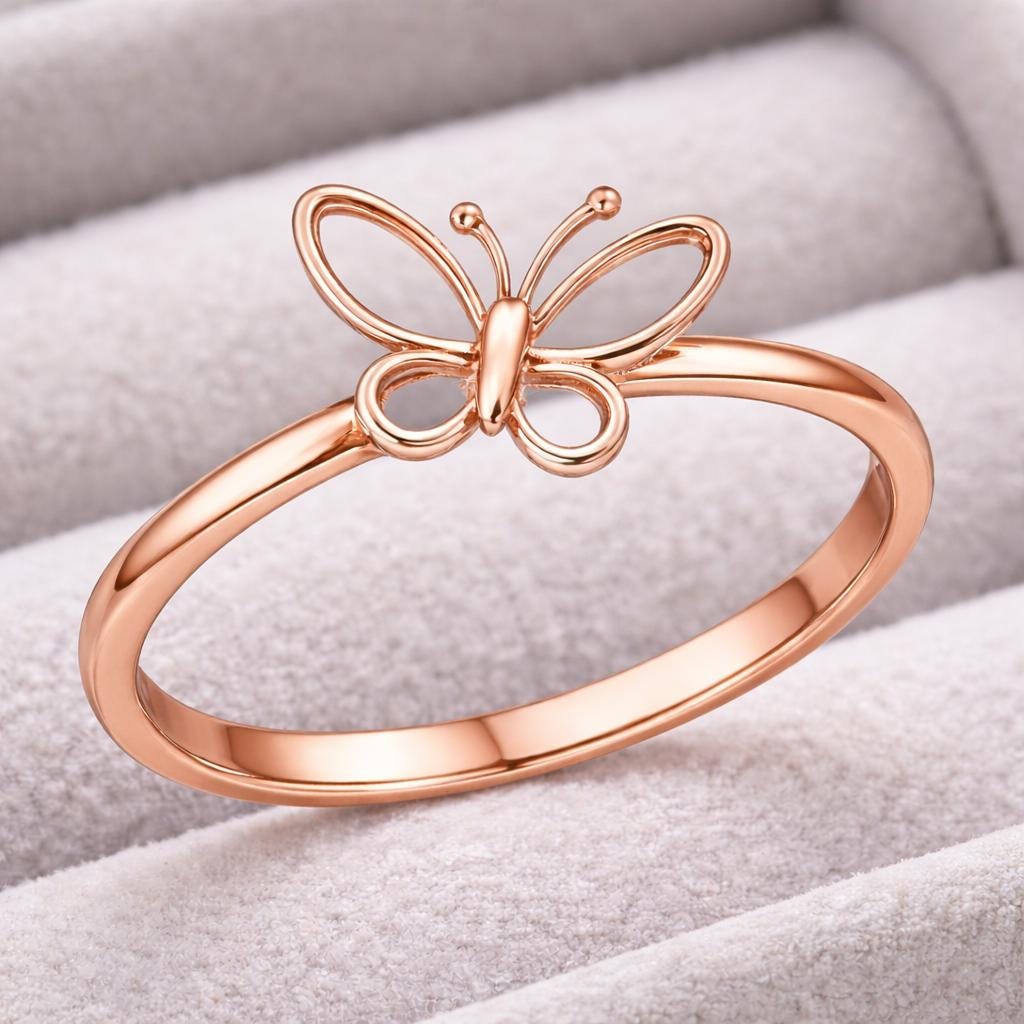925 Silver Butterfly Ring Minimalist Dainty Nature Ring Gift for Her