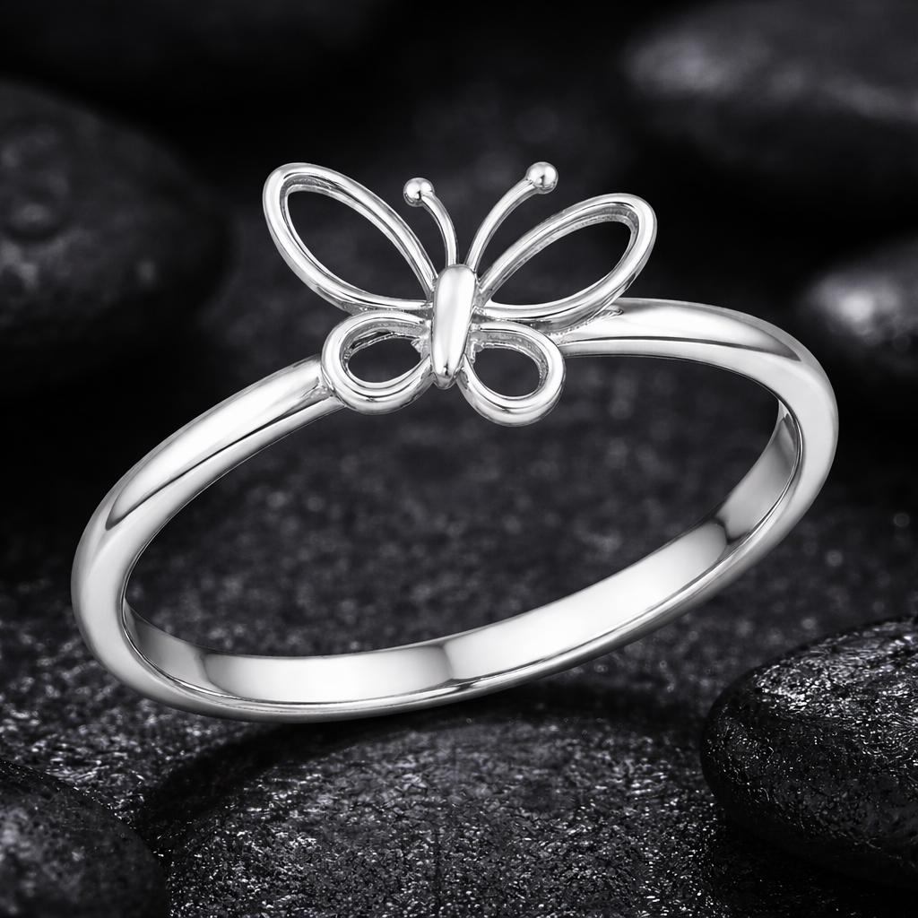 925 Silver Butterfly Ring Minimalist Dainty Nature Ring Gift for Her