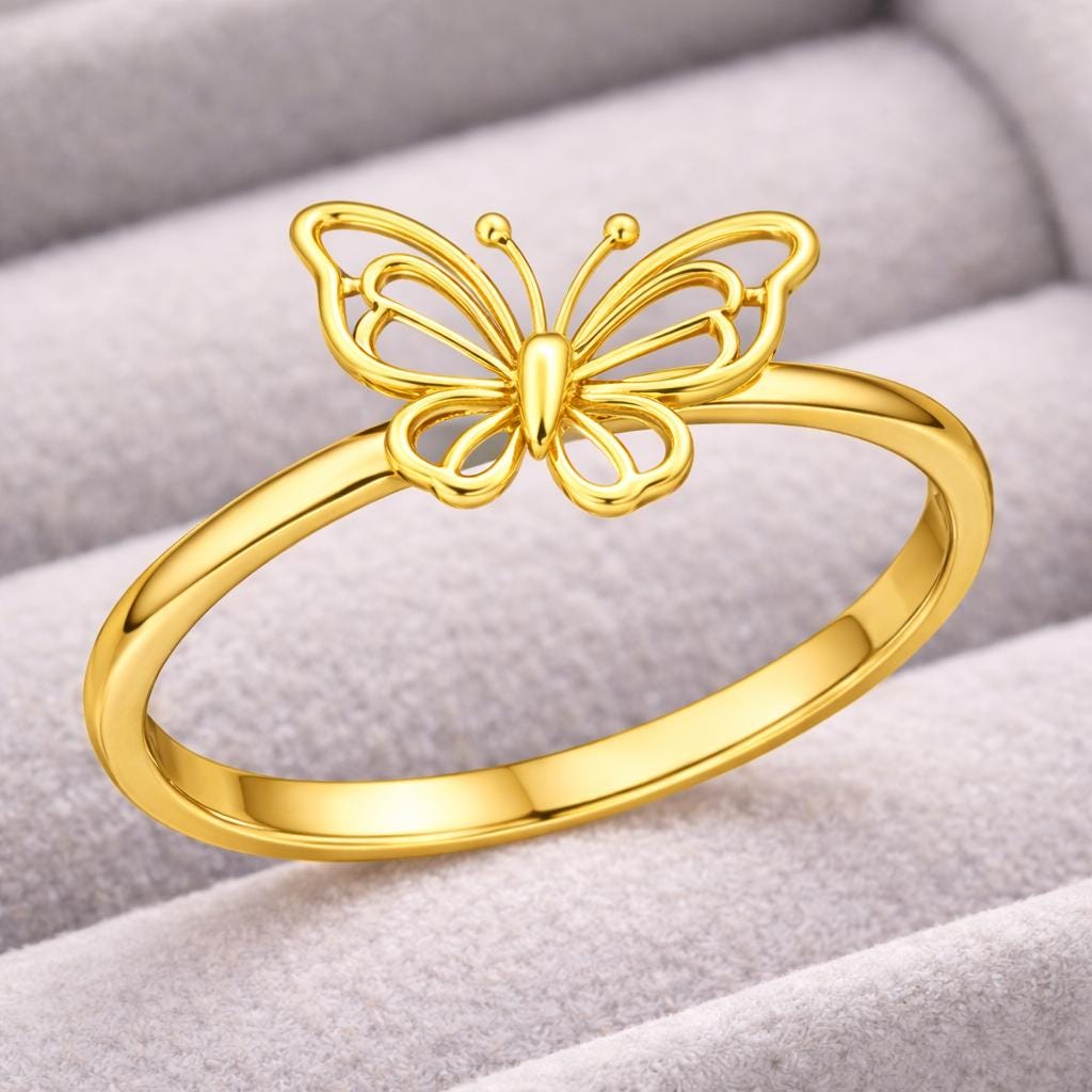 925 Sterling Silver Butterfly Ring Minimalist Dainty Nature Ring Gift for Her