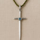 925 Silver Sword Pendant | London Blue Topaz Necklace | Sterling Silver Religious Jewelry