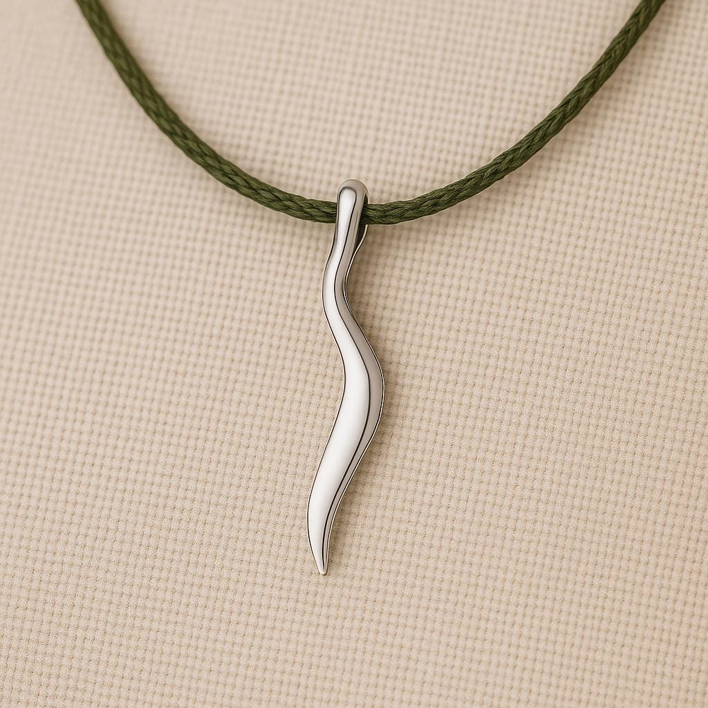 925 Silver Wavy Pendant | Sterling Silver Minimal Necklace | Modern Abstract Charm | Unisex Jewelry