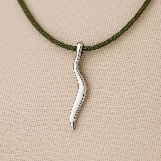 925 Silver Wavy Pendant | Sterling Silver Minimal Necklace | Modern Abstract Charm | Unisex Jewelry