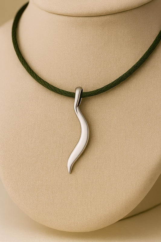 925 Silver Wavy Pendant Necklace | Sterling Silver Minimal Charm | Modern Abstract Unisex Jewelry