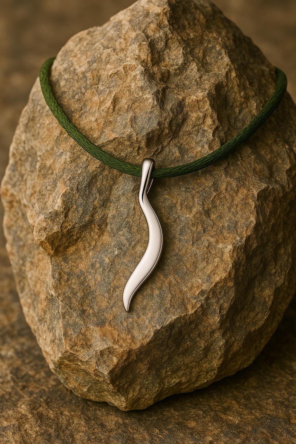 925 Silver Wavy Pendant Necklace | Sterling Silver Minimal Charm | Modern Abstract Unisex Jewelry