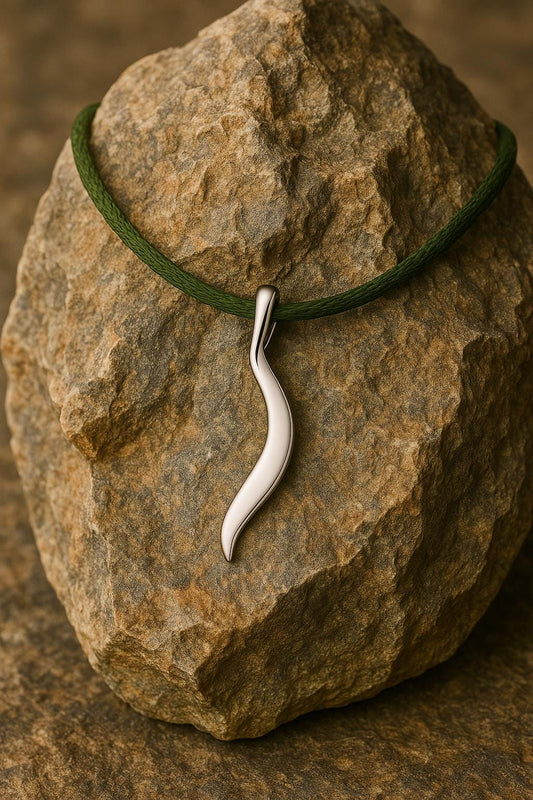 925 Silver Wavy Pendant Necklace | Sterling Silver Minimal Charm | Modern Abstract Unisex Jewelry