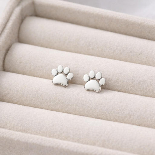 925 Sterling Silver Paw Stud Earrings Minimal Pet Jewelry