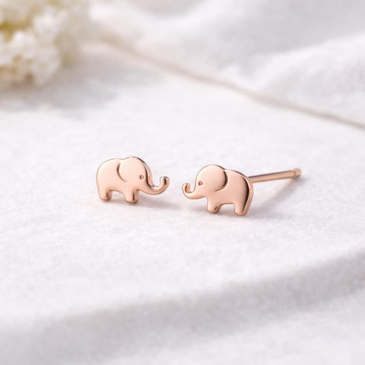 925 Sterling Silver Elephant Stud Earrings Minimal Jewelry
