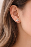 Sterling Silver Whale Tail Stud Earrings, Minimalist Ocean Jewelry