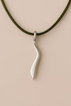 Minimal Abstract Silver Pendant Necklace | 925 Sterling Silver Modern Curve Charm | Dainty Handmade