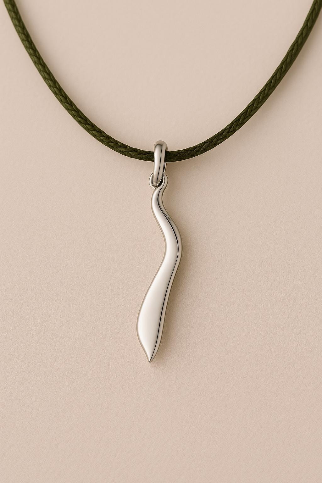 Minimal Abstract Silver Pendant Necklace | 925 Sterling Silver Modern Curve Charm | Dainty Handmade
