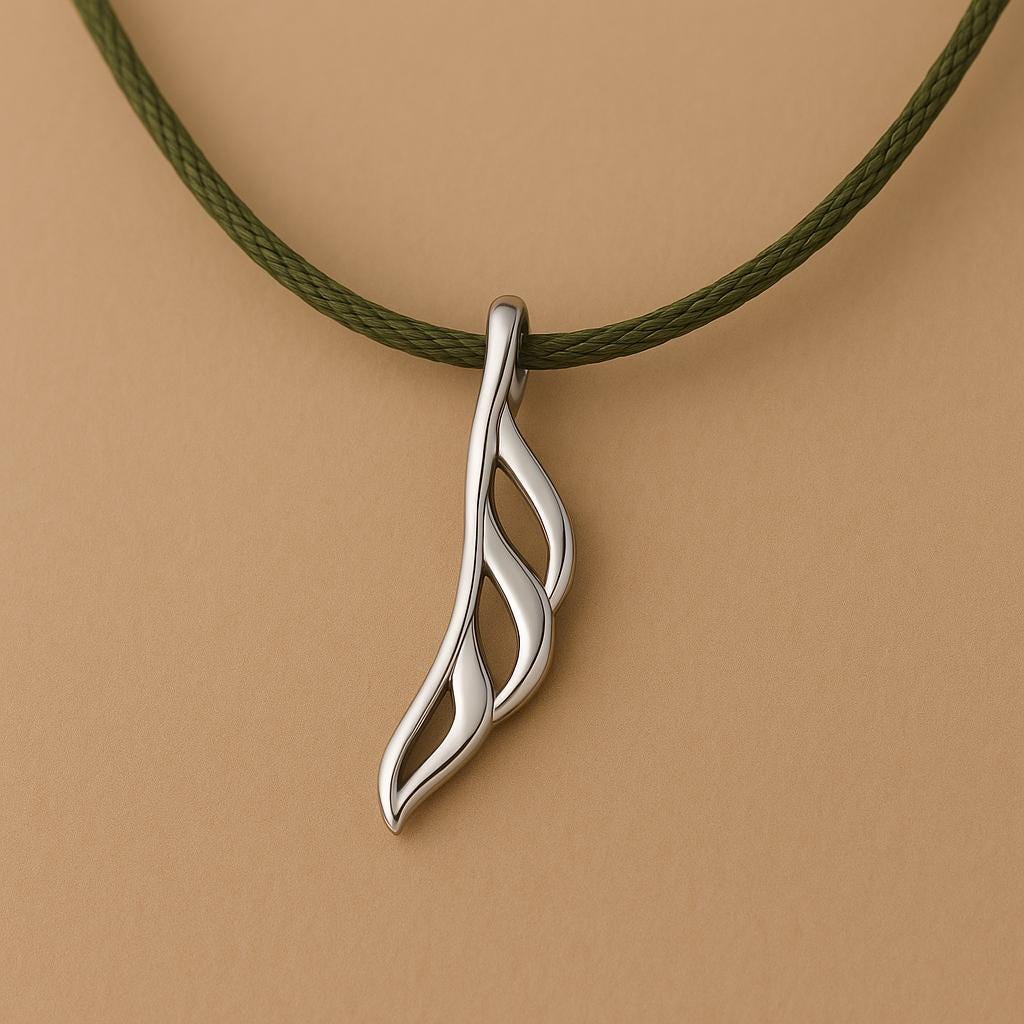 Minimal Abstract Silver Pendant Necklace | 925 Sterling Silver Charm | Modern Dainty Handmade Jewelry