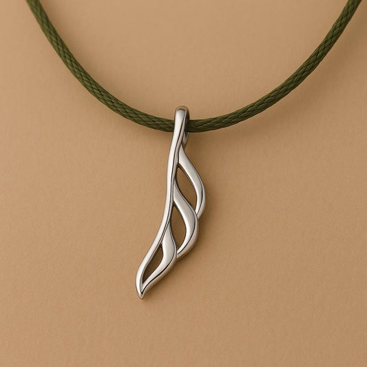 Minimal Abstract Silver Pendant Necklace | 925 Sterling Silver Charm | Modern Dainty Handmade Jewelry