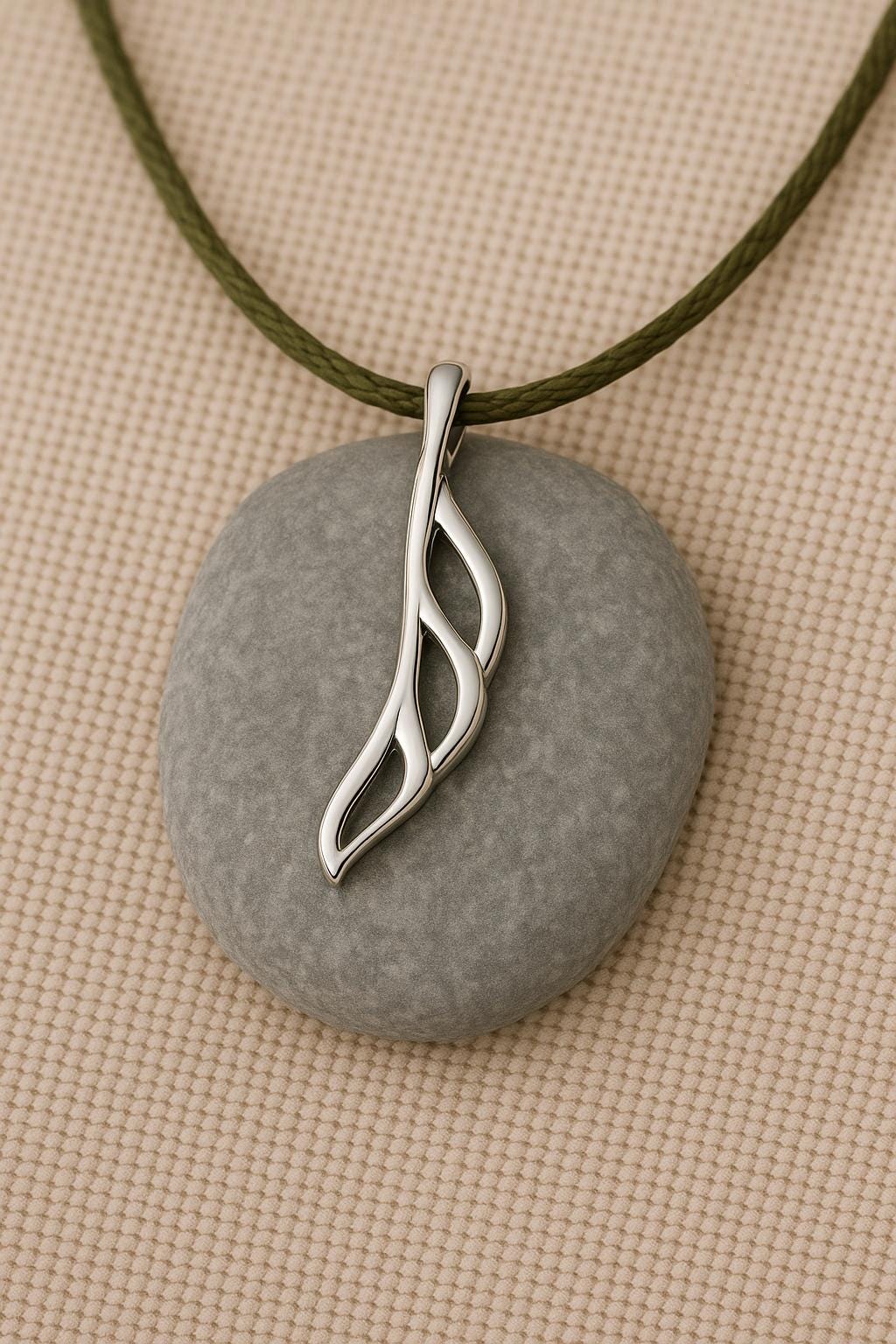Minimal Abstract Silver Pendant Necklace | 925 Sterling Silver Charm | Modern Dainty Handmade Jewelry