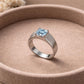 925 Sterling Silver Aquamarine CZ Ring Square Cut Minimal Band