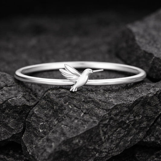 925 Silver Hummingbird Ring Minimal Bird Ring Dainty Nature Jewelry Gift for Her