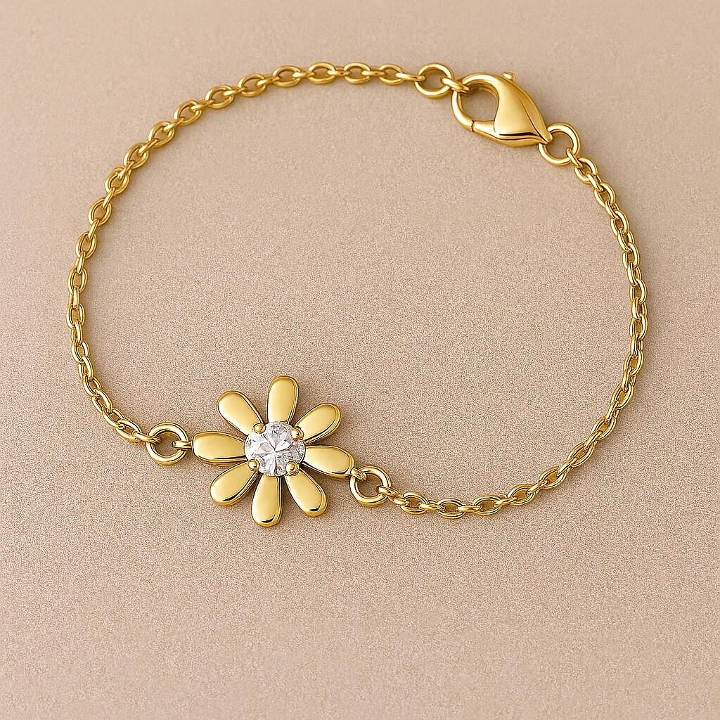 925 Silver Daisy Bracelet CZ Flower Bracelet Minimal Floral Jewelry Gift