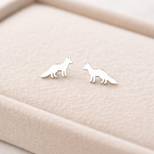 925 Silver Fox Stud Earrings Minimal Animal Silver Studs Gift