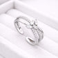 CZ Silver Open Ring | 925 Sterling Silver Adjustable Band | Sparkling Minimal