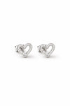 925 Silver CZ Heart Stud Earrings Minimal Love Crystal Studs Gift