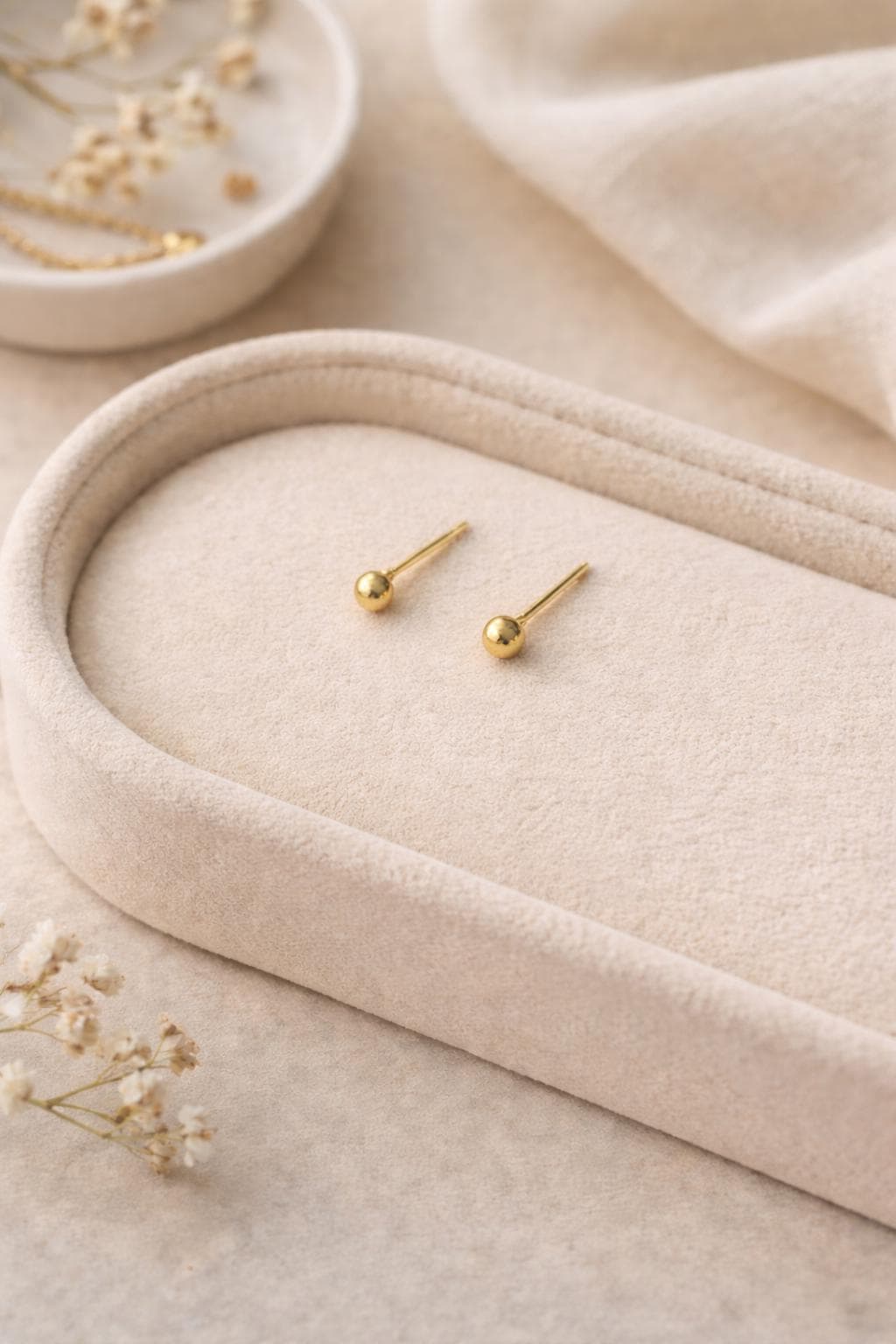 Minimal Silver Ball Stud Earrings | 925 Sterling Silver Tiny Dot Studs | Dainty Everyday Jewelry