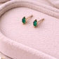 Green CZ Stud Earrings | 925 Sterling Silver Marquise Studs | Minimal Dainty Emerald Look Jewelry