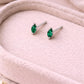 Green CZ Stud Earrings | 925 Sterling Silver Marquise Studs | Minimal Dainty Emerald Look Jewelry
