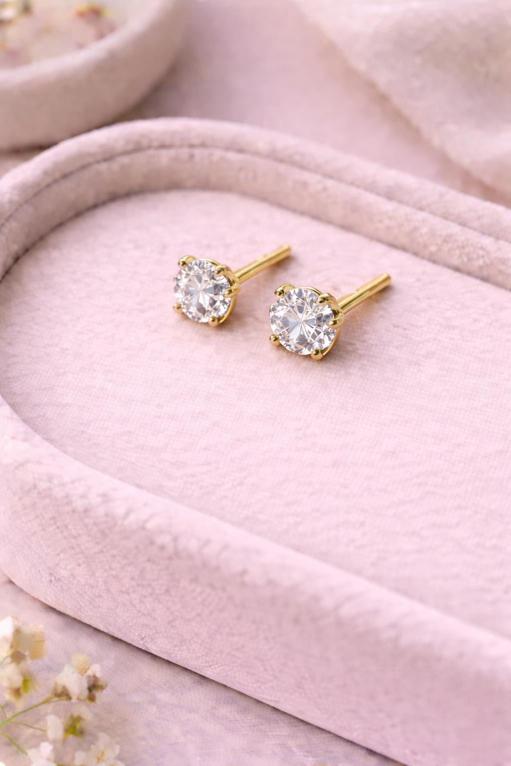 CZ Silver Stud Earrings | 925 Sterling Silver Round Solitaire Studs | Classic Dainty Everyday Jewelry