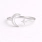 925 Sterling Silver Moon Star Ring – Minimal Celestial Open Ring – Tiny CZ Diamond Adjustable