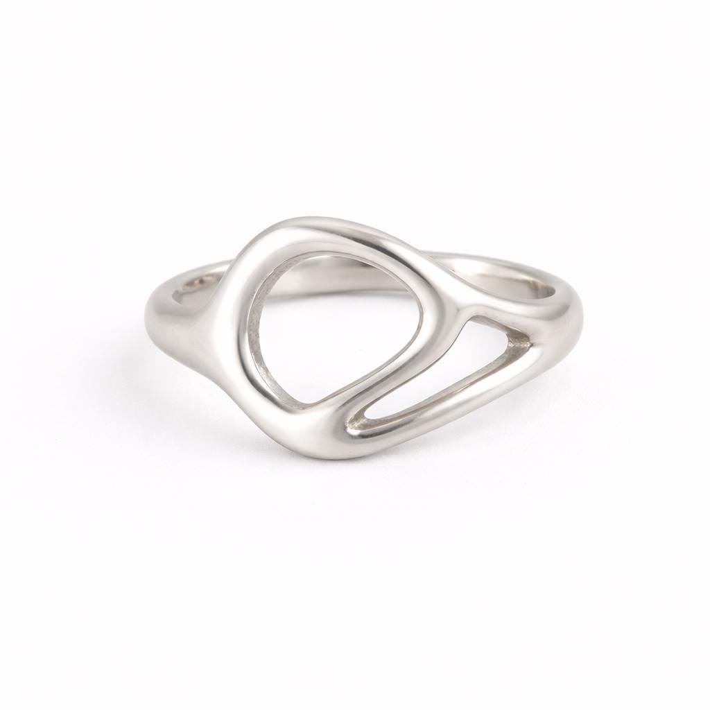 Sculptural Sterling Silver Open Ring – Modern Minimalist Jewelry