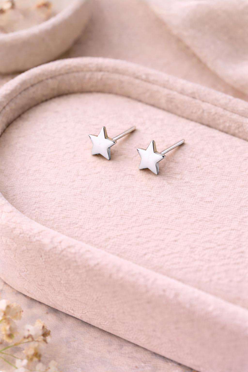 Star Stud Earrings | 925 Sterling Silver Tiny Star Studs | Minimal Everyday Jewelry