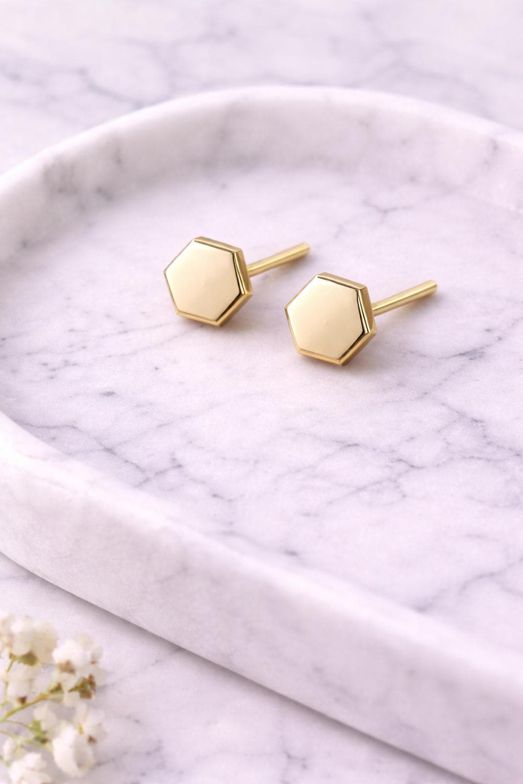 Hexagon Silver Stud Earrings | 925 Sterling Silver Minimal Geometric Studs | Modern Everyday Jewelry
