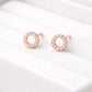 Sterling Silver Circle Stud Earrings – Dainty CZ Halo, Minimalist Jewelry