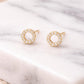 Sterling Silver Circle Stud Earrings – Dainty CZ Halo, Minimalist Jewelry