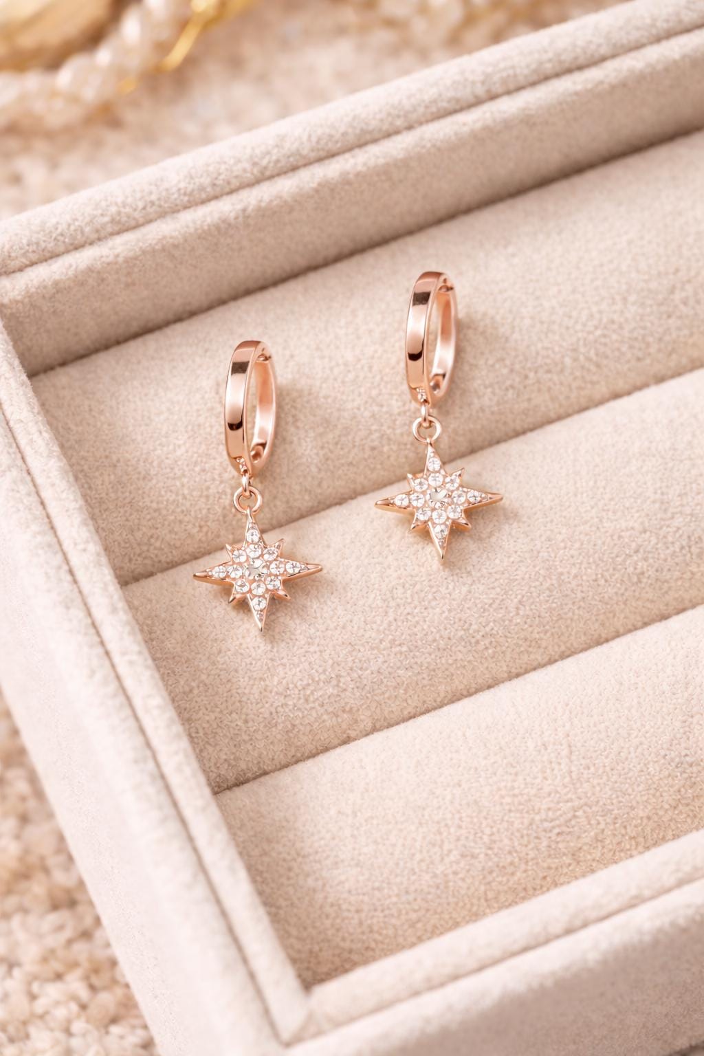 CZ North Star Sterling Silver Huggie Earrings – Celestial Jewelry