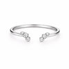 Dainty Sterling Silver Open Ring – Triple CZ Adjustable Band