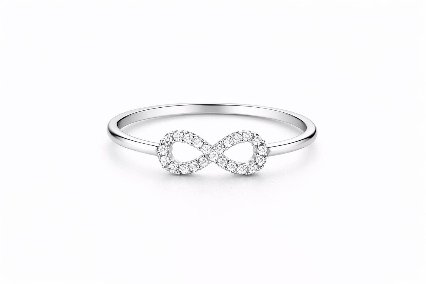 Sterling Silver Infinity Ring – Dainty CZ Promise Band