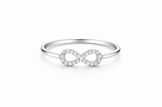 Sterling Silver Infinity Ring – Dainty CZ Promise Band