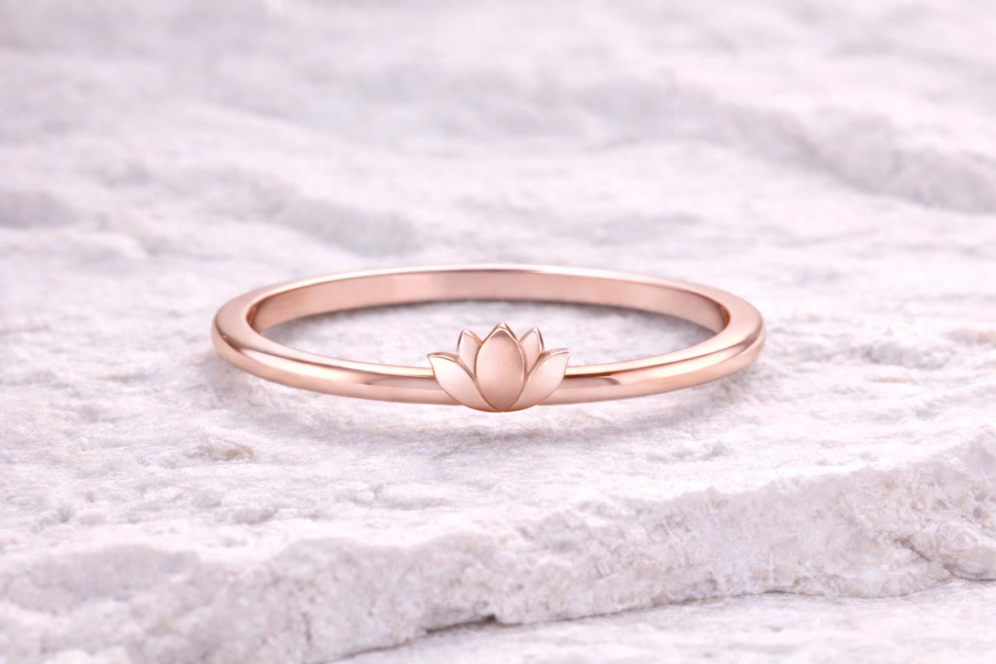 925 Silver Lotus Ring Minimal Floral Band Dainty Ring Gift for Women Spiritual Jewelry