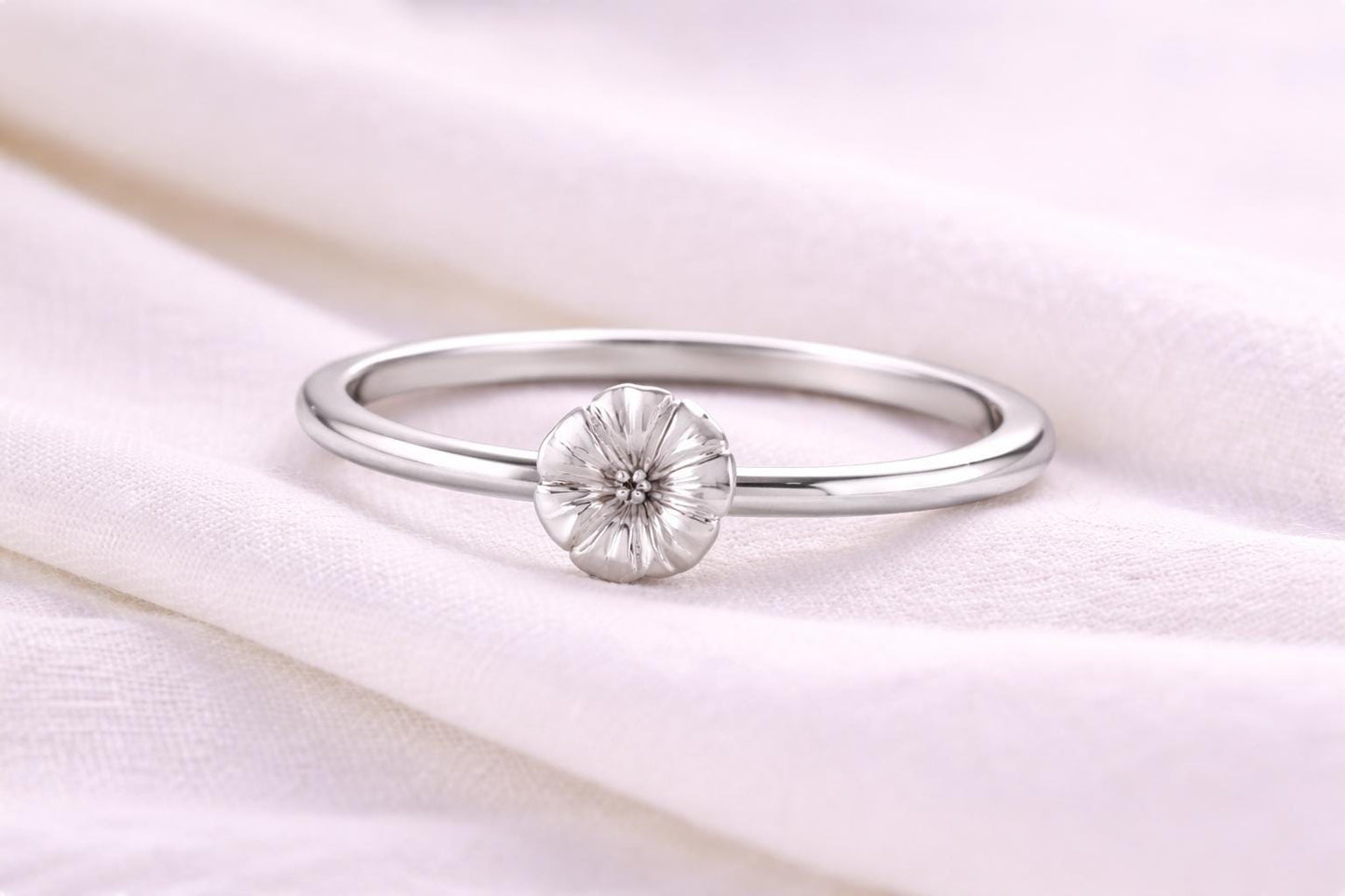 925 Silver Daisy Flower Ring Minimal Floral Dainty Nature Jewelry