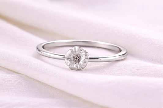 925 Silver Daisy Flower Ring Minimal Floral Dainty Nature Jewelry