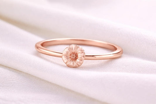 925 Silver Daisy Flower Ring Minimal Floral Dainty Nature Jewelry