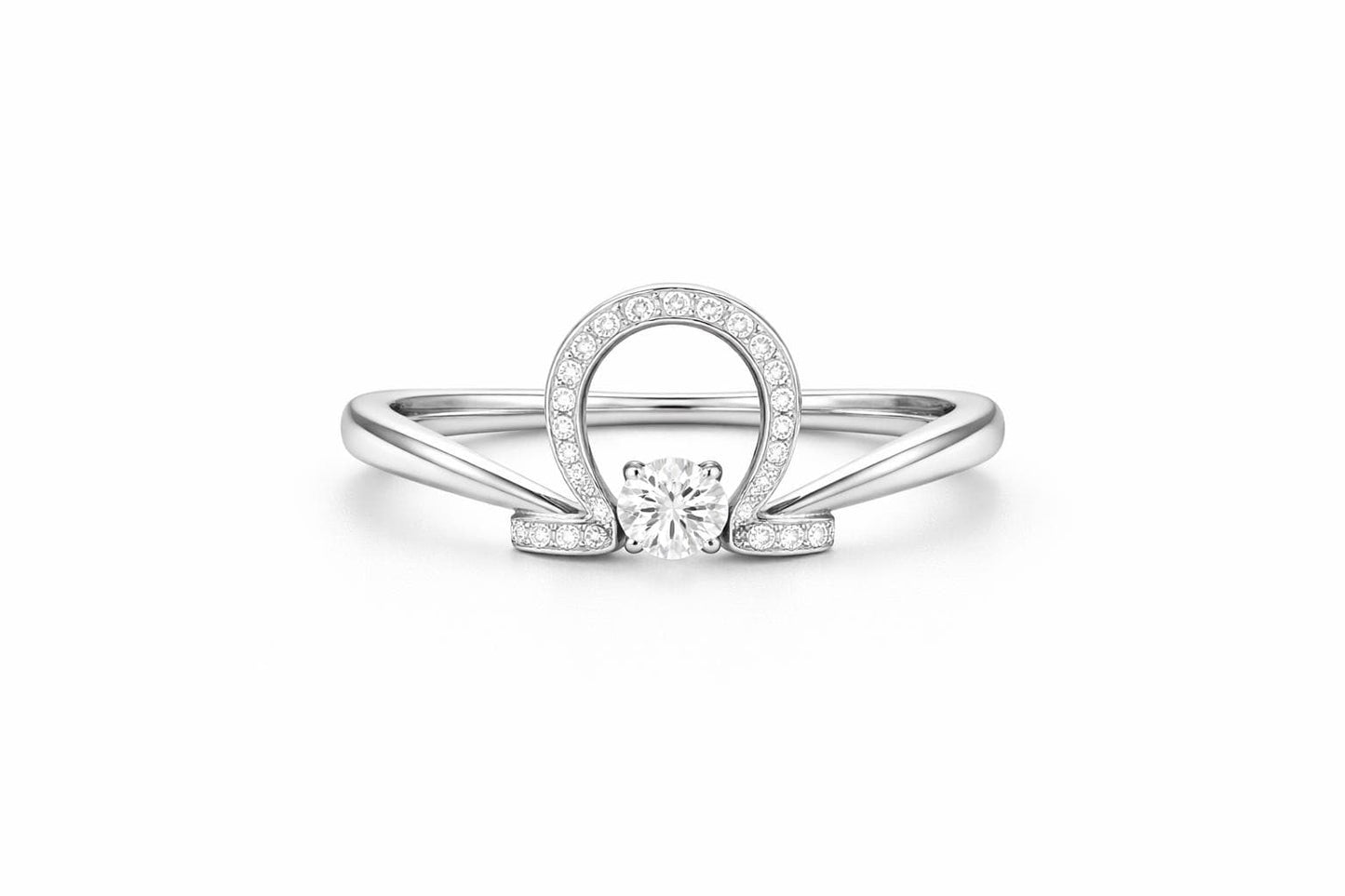 Sterling Silver Omega Ring – Pavé CZ Symbol, Modern Statement
