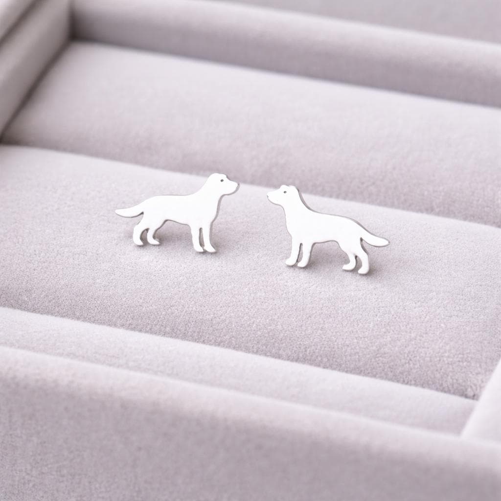Sterling Silver Dog Stud Earrings – Minimalist Puppy Jewelry