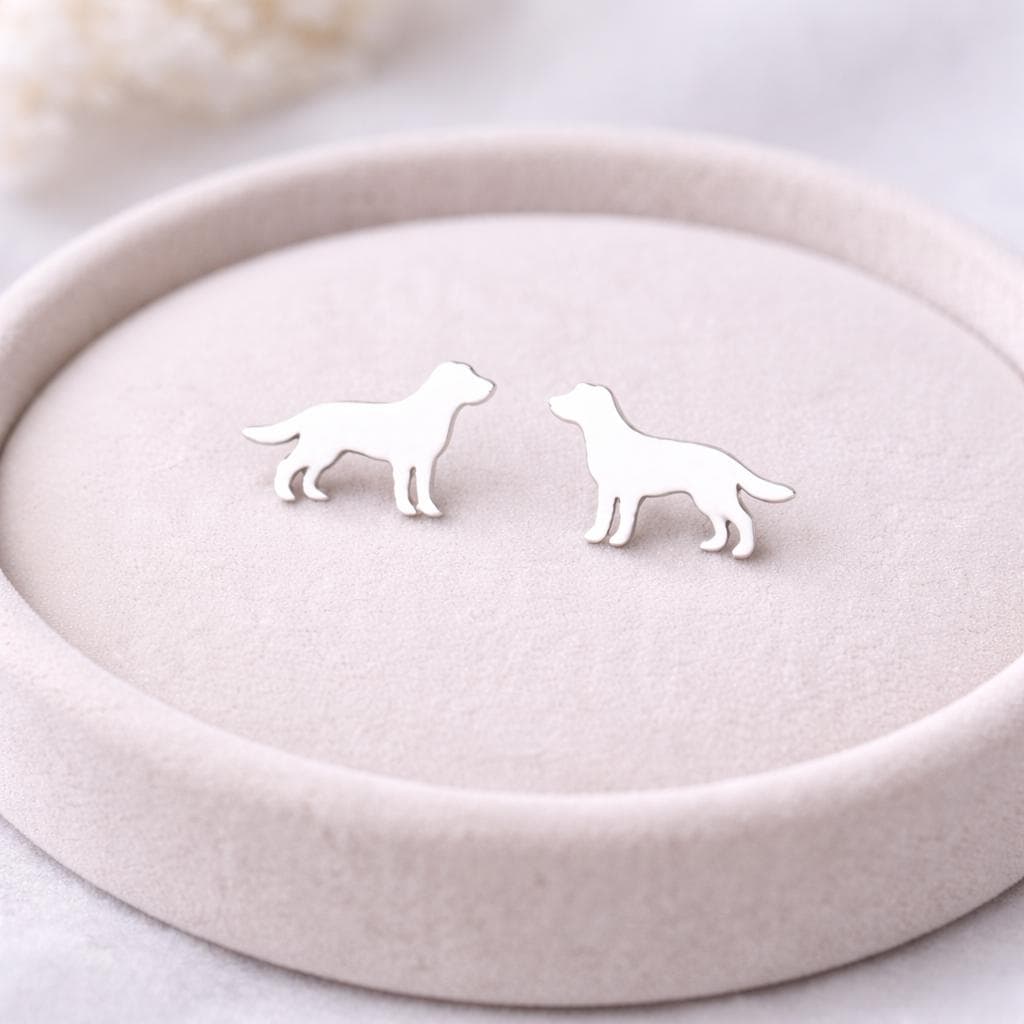 Sterling Silver Dog Stud Earrings – Minimalist Puppy Jewelry