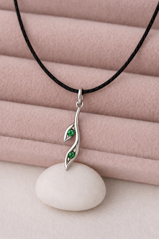 925 Silver Green CZ Pendant Minimal Necklace
